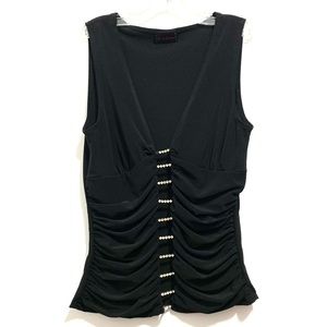 Envy Fashion Women’s Black Sexy Sleeveless Top with Diamonds
